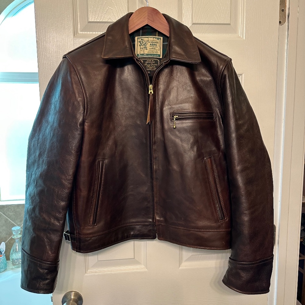 Aero Leather Clothing Highwayman Brown front quarter horsehide Size 38